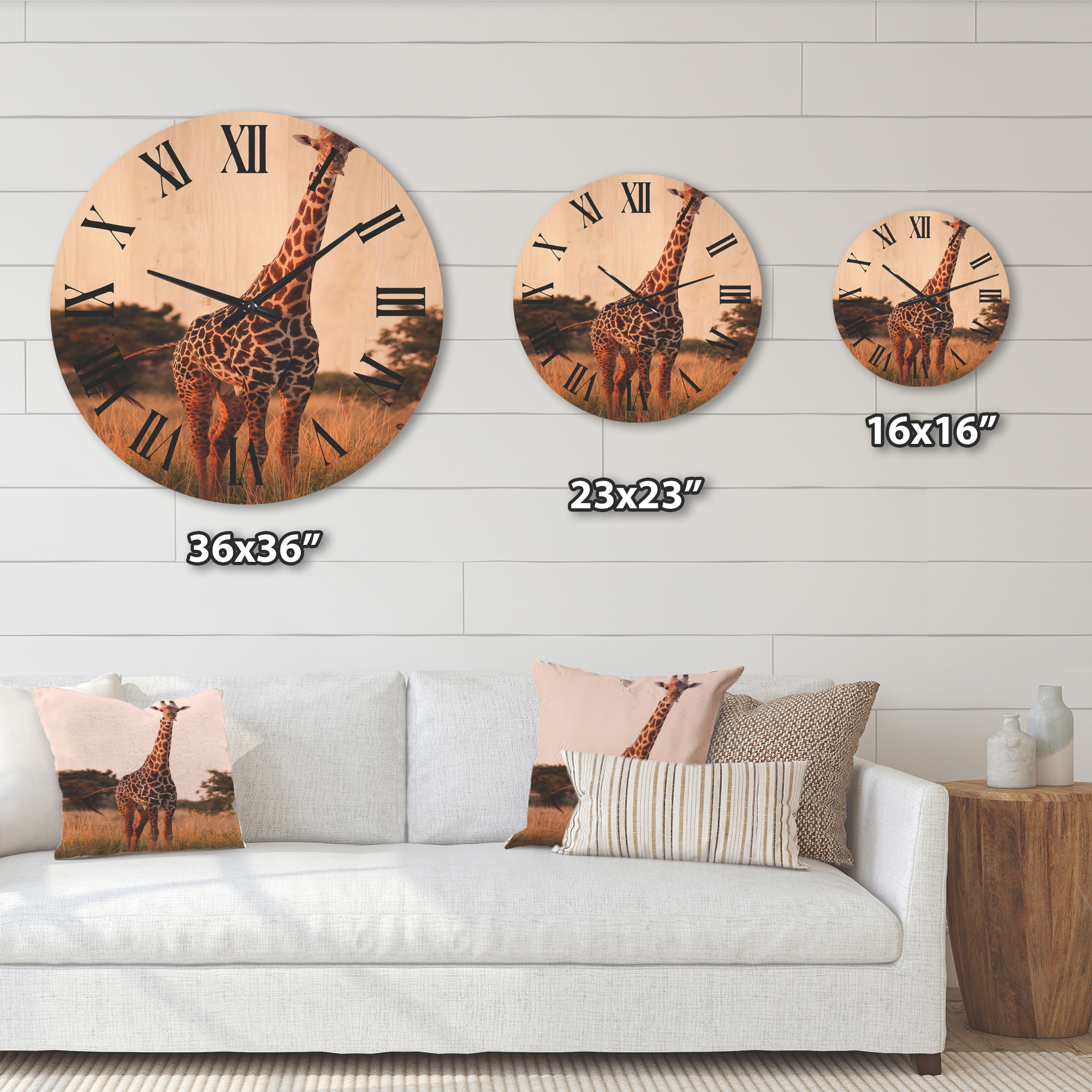 Designart 'African Giraffe In The Wildlife I' Farmhouse Wood Wall Clock