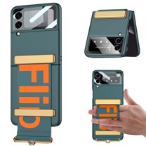 Galaxy Z Flip 3 Case Cover, Case for Samsung Flip 3 5G 2021, Allytech Hard PC Protective Case with Strap Kickstand All-Inclusive Camera Lens Protector Case for Samsung Galaxy Z Flip 3, Darkgreen