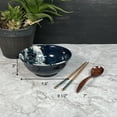 thumbnail image 3 of Oriental Wave Design Blue Ceramic Big Soup Ramen Bowl, Serving Bowl, Salad Bowl, Soup Bowl, 7.5 inches wide, 28 fl oz, 3 of 5