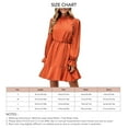 thumbnail image 6 of Pure Color Long Sleeve Ruffle Dress Half High Neck Casual A Line Patchwork Dress for Women Autumn Winter Orange XL, 6 of 6
