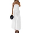 thumbnail image 1 of Vestido largo PRETTYGARDEN para mujer 2025, elegante, sin tirantes, blanco, 1 of 7