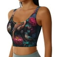 thumbnail image 2 of Daiia Colorful Rose Bird Printed Women's Sports Bra, Breathable Activewear Bra with U-Back Design and Removable Pads, Comfortable and Supportive for Yoga, Workout-X-Large, 2 of 8