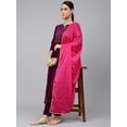thumbnail image 3 of Janasya Women's Purple Velvet Solid Kurta with Pant and Dupatta, 3 of 10