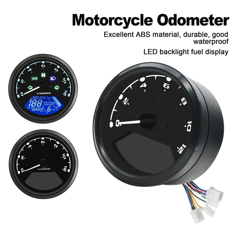 Digital Motorcycle Speedometer KM H MPH Speedometer Tachometer Gauge Universal Multifunction Motorcycle Gauge