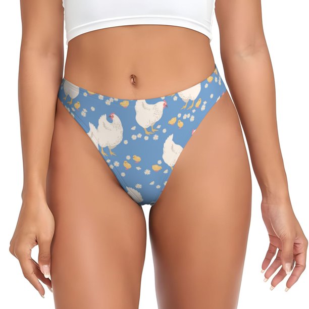 Balery Funny Chicken Tangas de Algodón para Mujer con Estampado – Ropa Interior Sexy, Transpirable, G-string-4X-Large