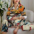 thumbnail image 6 of Disketp Retro American Eagle Pajamas Set Long Sleeve Sleepwear Womens Button Down Nightwear Pj Sets-{designName}-XX-Large, 6 of 7