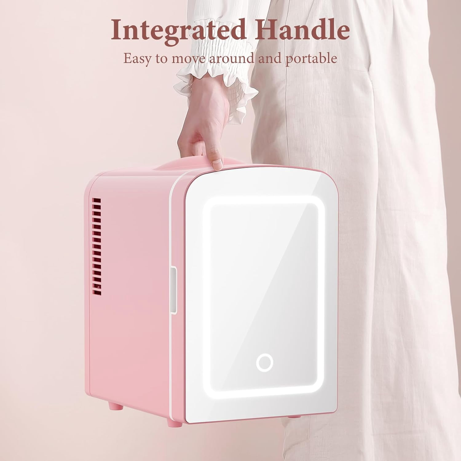 FREE VILLAGE Mini Fridge for Bedroom,Small Compact Refrigerator for Drom Car Office,4L /6 Cans Beverage Cooler for Food,Portable Skincare Cosmetics Makeup Fridge with Chiller No Freezer -
