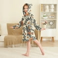 thumbnail image 2 of FORMRS Niños Bathrobe Unisex Hooded Robe Soft Plush Pajamas Sleepwear, Size 2-3T, Gray Floral Pattern, 2 of 7