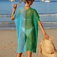 thumbnail image 4 of Mujer Bikini Coverup Color Contraste Mangas cortas Ahueca hacia fuera el traje de baño Frente abierto Abrigo, 4 of 6