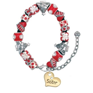 Crystal Dream Sterling Silver Puffy Heart Charm Bracelet With Red Pearls - Keepsake For Baby Girls