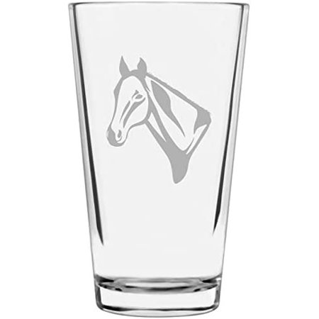 

Thoroughbred Face Horse Themed Etched 16oz Libbey Pint Glass