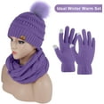 thumbnail image 5 of URATOT Winter Warm Knitted Sets Beanie Pompom Hat Scarves Winter Touchscreen Gloves Scarf Set for Men Women, 5 of 10