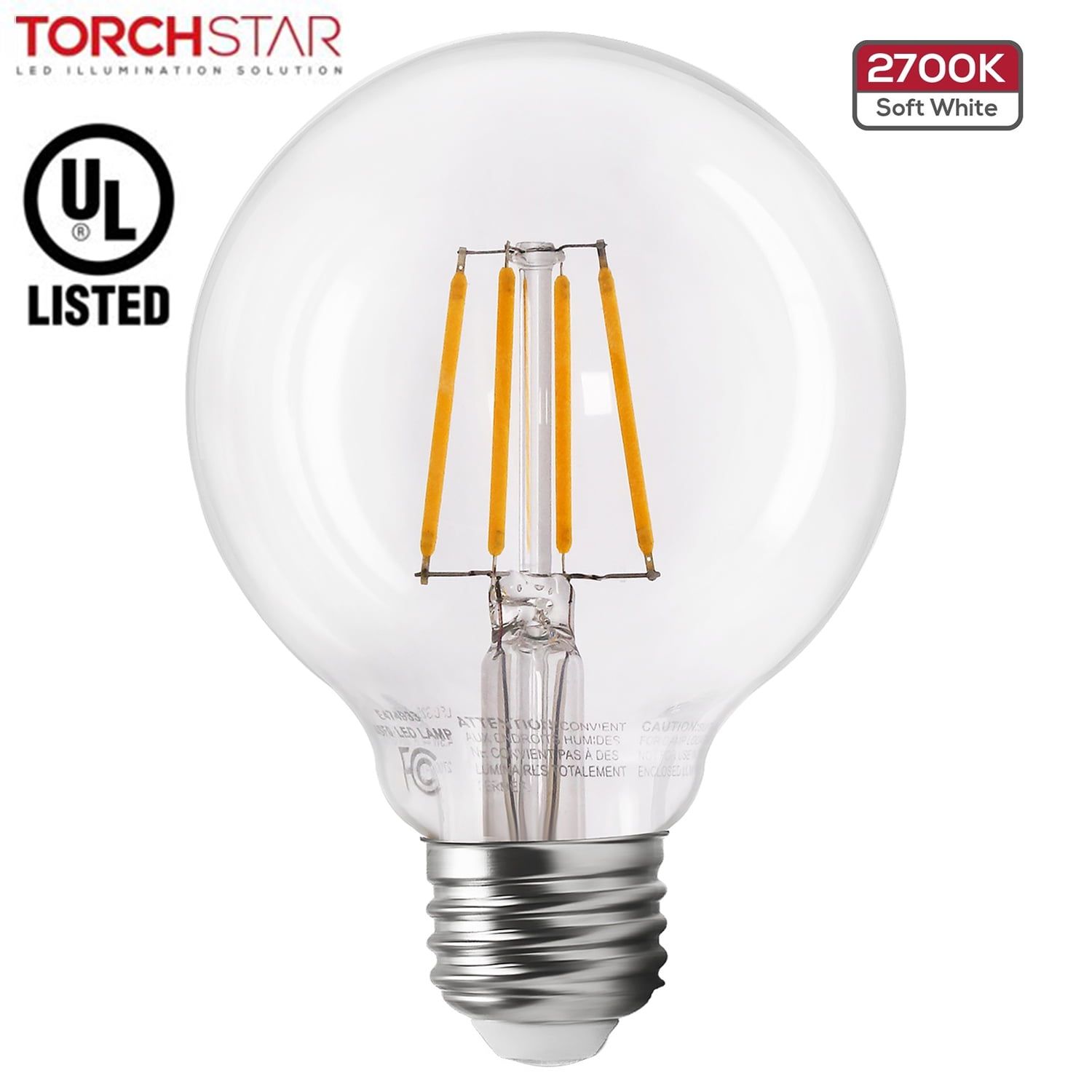 TORCHSTAR GU24 Base A19 LED Light Bulb 3 Years Warranty Energy Star & UL-Listed Pack of 4 Replacing CFL Ceiling Light for Home 3000K Warm White 310° 60W Equiv 9W Dimmable 840 Lumens 