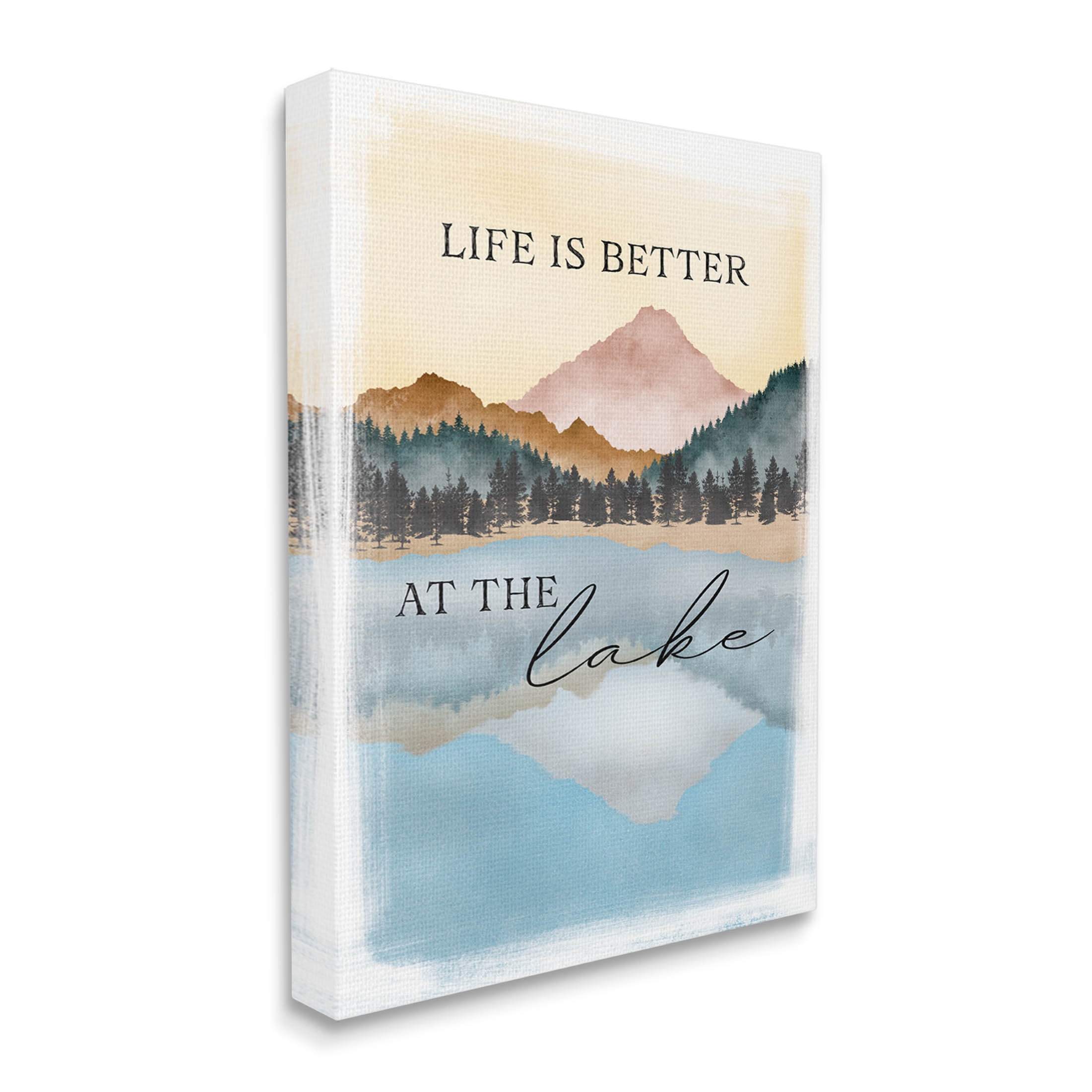 Stupell Industries Better At Lake Phrase Graphic Art Gallery Wrapped Canvas Print Wall Art, Design by JJ Design House LLC