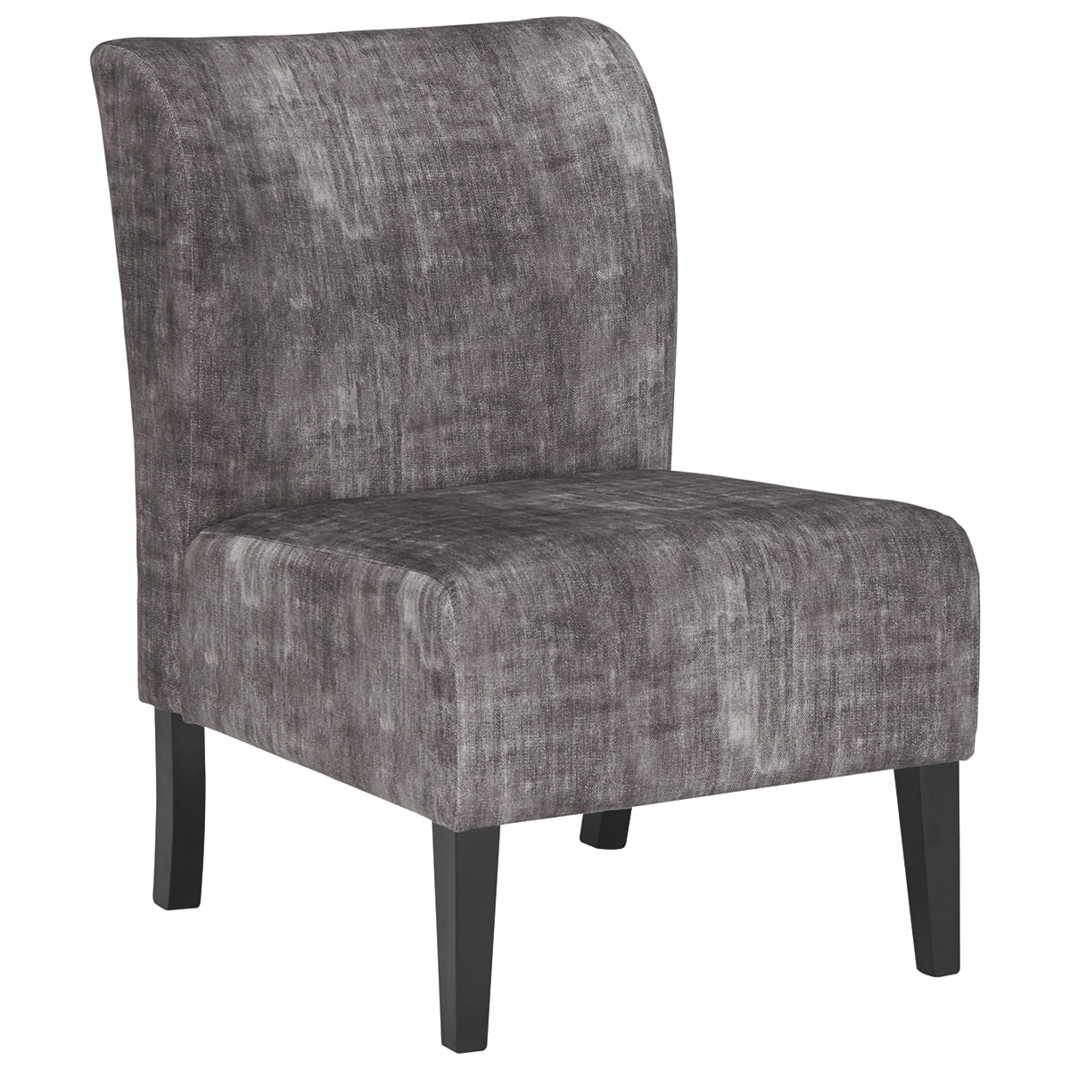 Wooden Armless Accent Chair with Fabric Upholstery, Gray