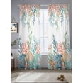thumbnail image 2 of Marine Life Sheer Curtains 96 Inch Length 2 Panels for Living Room, Nautical Underwater Coral Shell Starfish Watercolor Voile Kitchen Curtain Set, Luxury Privacy Drapes Window Treatment for Bedroom, 2 of 7