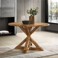 thumbnail image 3 of Roundhill Furniture Windvale Cross-Buck Base Dining Table, Oak, 3 of 10