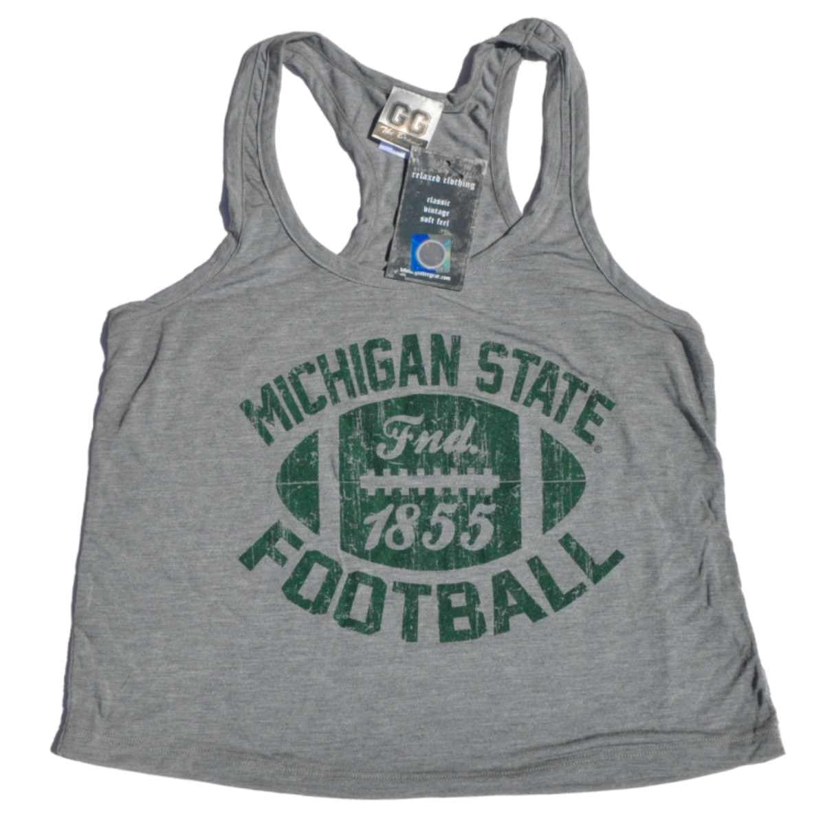 Michigan State Spartans GG Women Gray Football Performance Dance Tank Top by