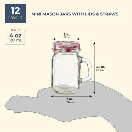 12 Pack Mason Jars Mini Clear Mason Jar Set With Decorative Lids