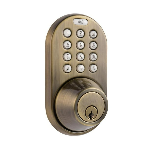 MiLocks Digital Deadbolt Door Lock, Antique Brass Finish with Keyless