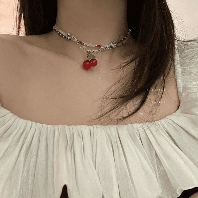 Collar de cuentas lindo y retro con diseño de nicho elegante y a la moda hecho a mano para niña, dulce vecina retro