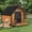 Brown（with a front porch）, variant on Aivituvin Large Dog House Outdoor Weatherproof with Porch, All-Metal Frame Chew-Proof Dog Kennel with Asphalt Roof, for Small Medium Large Dogs