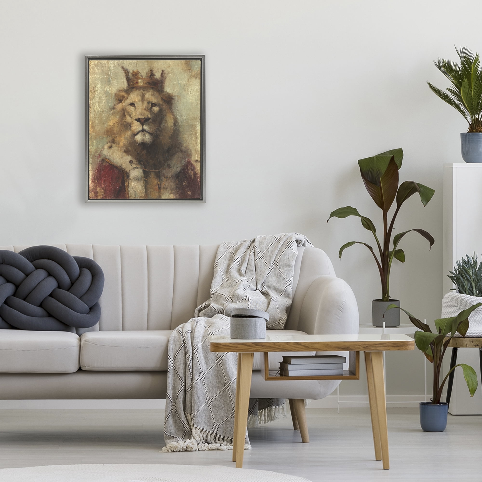 Stupell Industries Regal Lion Sovereign Gray Framed Floater Canvas Wall Art, design by Svetlana Aleynikova