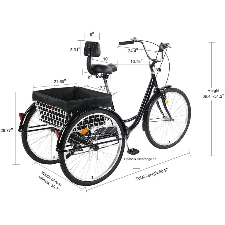 JSTUOKE 26-Inch 3-Wheel Adult Bicycle Tricycle, 7-speed JSTUOKE 26-Inch 3-Wheel Adult Bicycle Tricycle, 7-speed