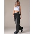 thumbnail image 2 of Unique Bargains Women's High Waisted Casual Wide Leg Baggy Denim Pants XL Black, 2 of 7