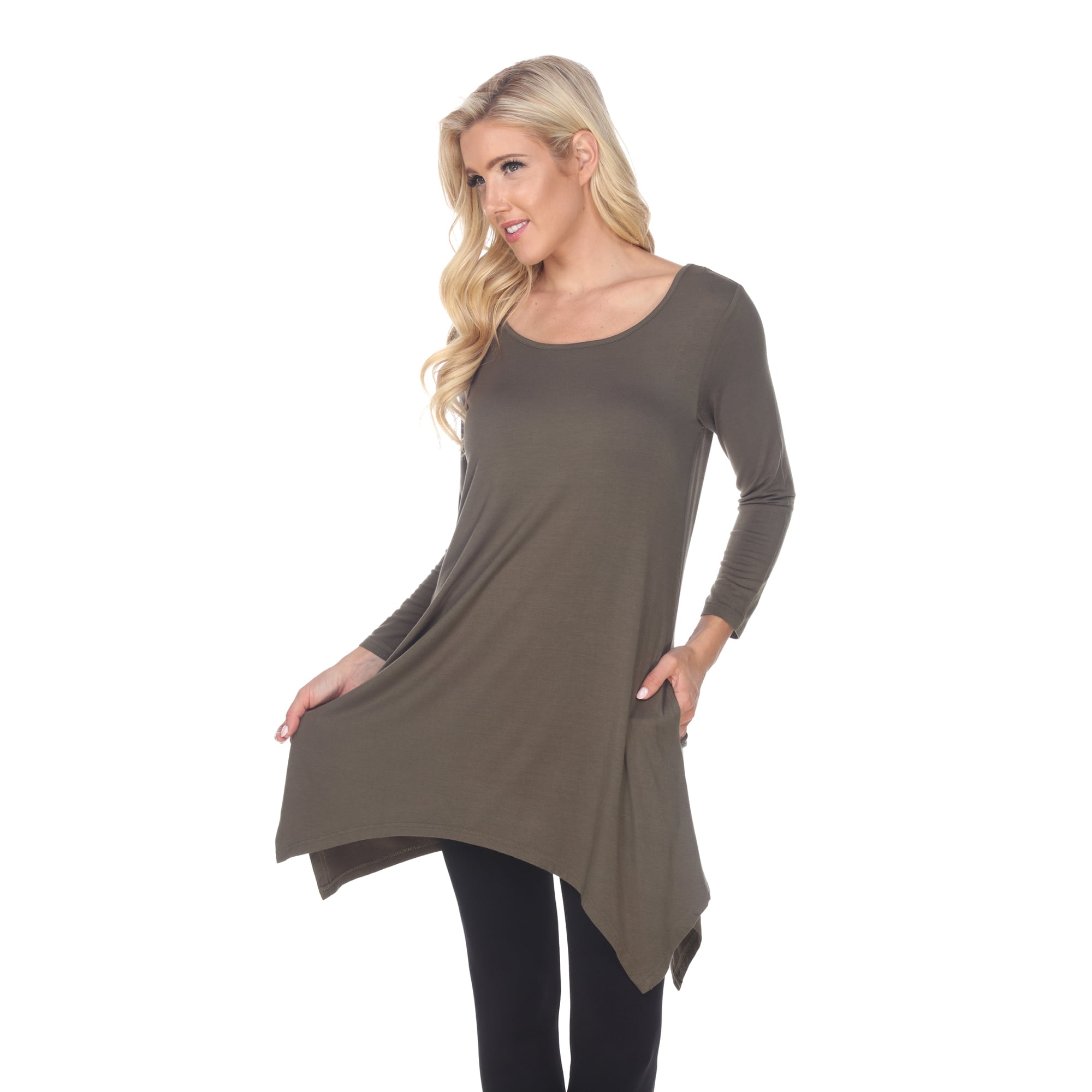 White Mark Women's Solid Color Tunic Top