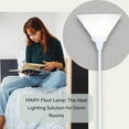 thumbnail image 5 of LIGHTACCENTS White Torchiere Floor Lamp - Contemporary Standing Lamp with Opal White Cone Shaped Shade, 70 inches Tall for Living Rooms, Bedrooms, and More - Stylish and Functional, 5 of 8