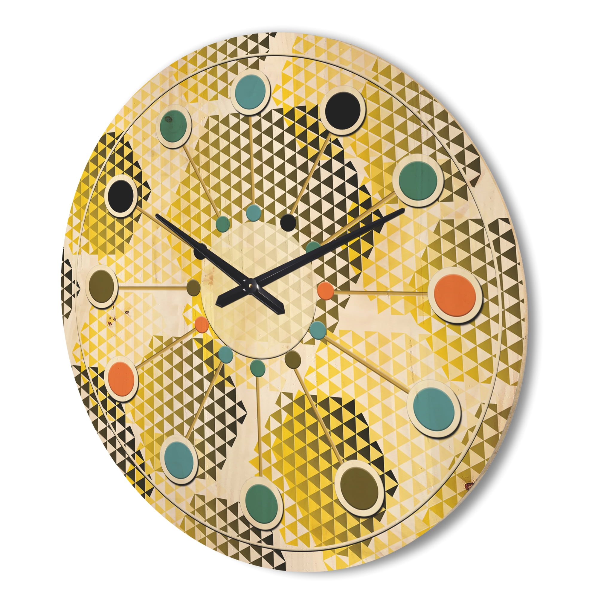Designart 'Hexagon Retro Pattern XI' Mid-Century Modern Wood Wall Clock