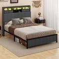 thumbnail image 2 of ModFusion - Full Size Bed Frame with Storage Headboard, LED Bed Frame with Drawers and Charging Station, Platform Bed with Sturdy Metal Support, Easy Assembly, Gray, 2 of 7