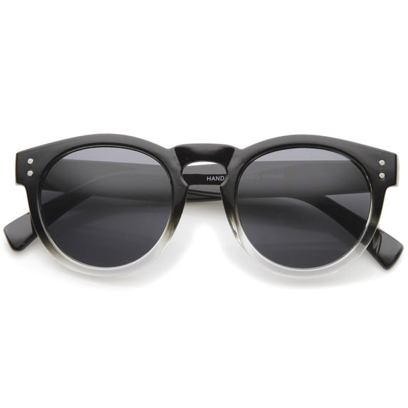 sunglassLA Unisex Retro Keyhole Nose Bridge Bold Round Horn Rimmed Sunglasses (Black-Fade / Smoke) - 48mm