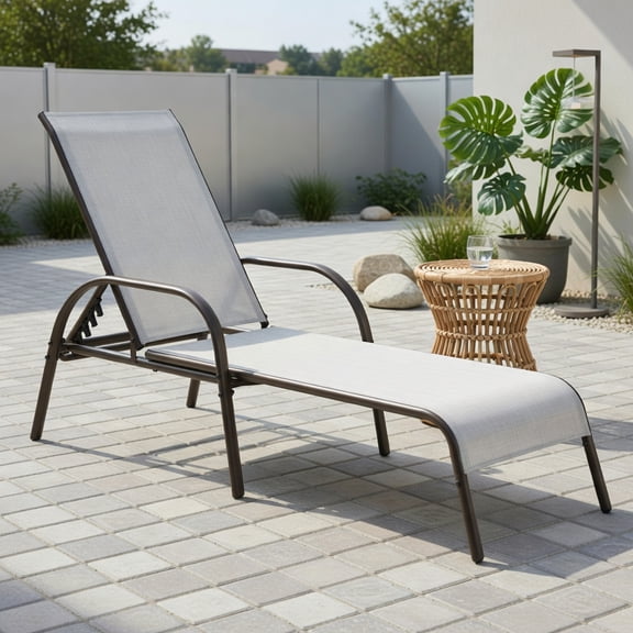 YYAo Chaise Lounge Chair Outdoor, Outdoor Chaise Lounge,Adjustable Patio Chaise Folding Lounge Chair with Backrest-Gray