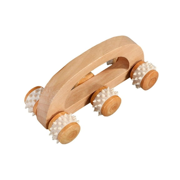 Wswqop Deep Tissue Massager Multi Functional Handheld Back Roller Wooden Massage Roller Style B