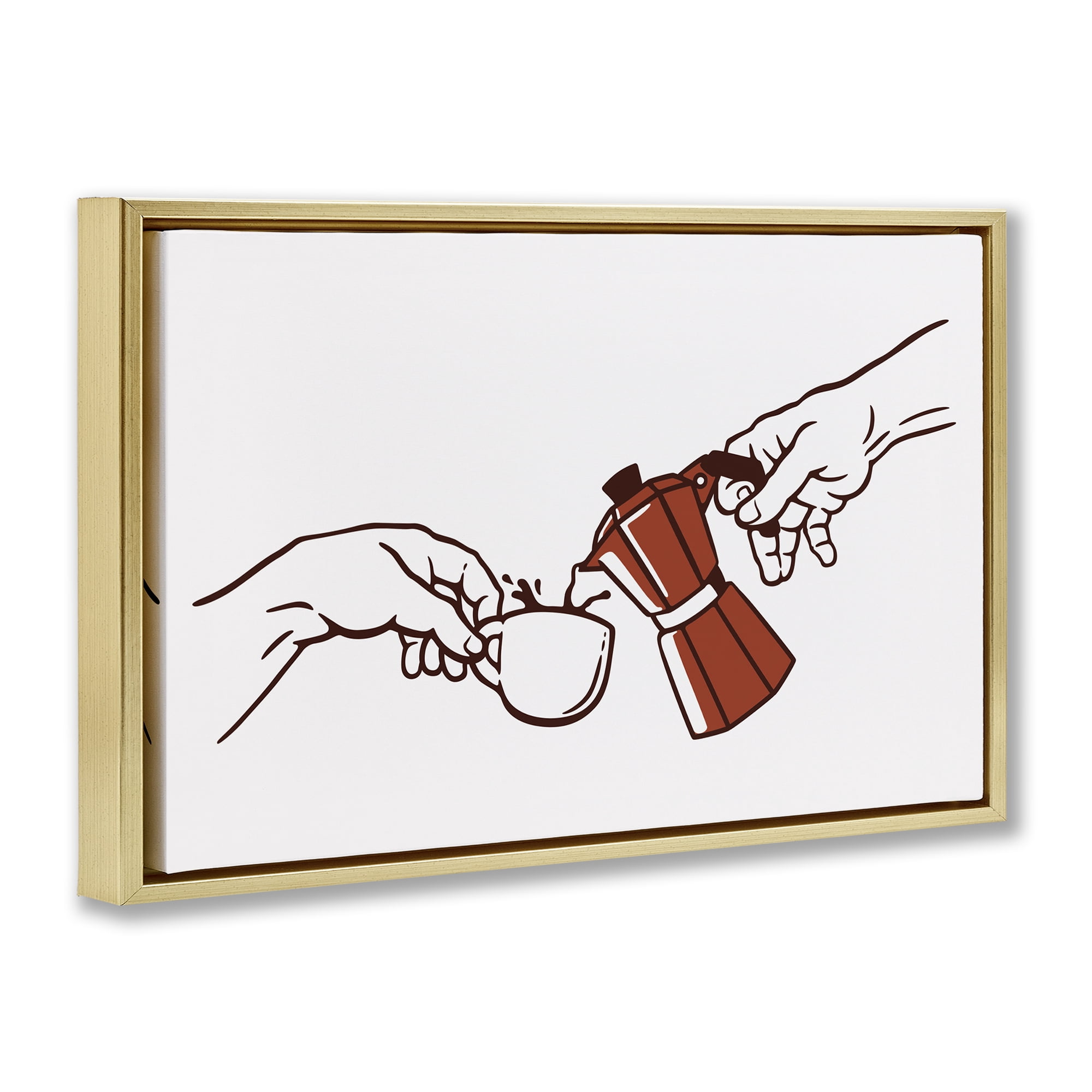 Stupell Industries Creation Of Coffee Classic Parody Gold Framed Floater Canvas Wall Art, design by Tobe Fonseca