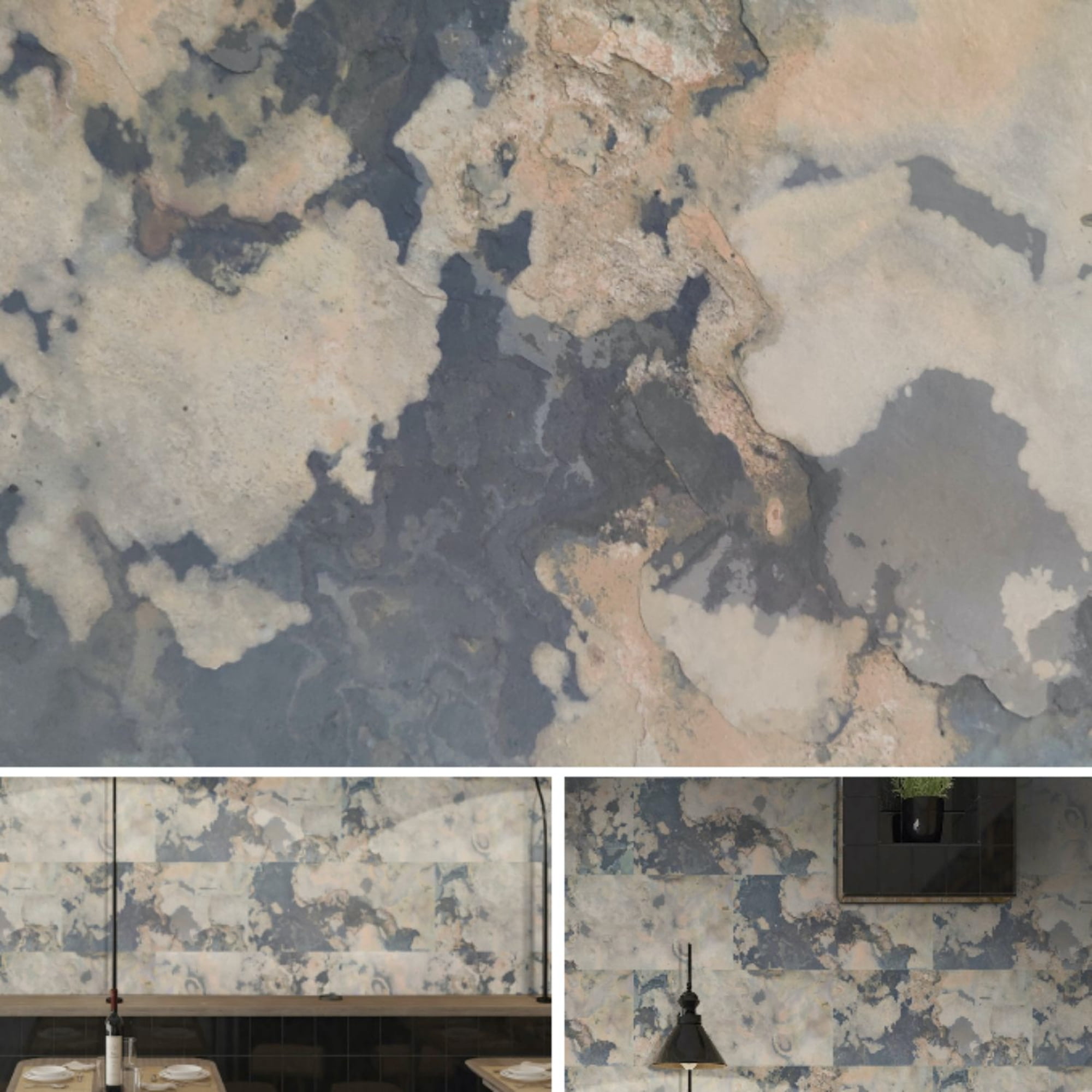 Dundee Deco Veneer Wall Panels, Peel and Stick DIY Slate Stone Finish Tiles for Wall or Backsplash, Made with Real Stone in Autumnus Rustic, SAMPLE 6" x 6"