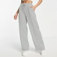 thumbnail image 2 of Ediodpoh Womens Sweatpants Oversized Wide Leg Lightweight Pants Elastic Drawstring Straight Leg Low Waisted Baggy Pants with Pockets Grey XL, 2 of 9