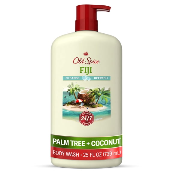 Old Spice Men's Body Wash, 24/7 Shower Fresh, Fiji with Palm Tree Scent, 25 fl oz