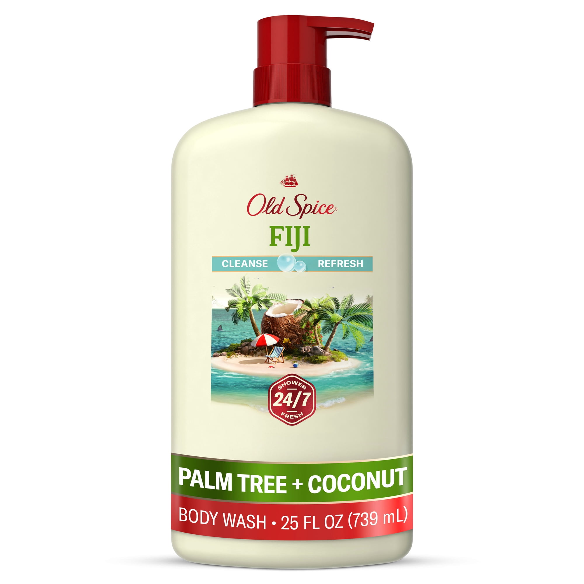 Old Spice Men's Body Wash, 24/7 Shower Fresh, Fiji with Palm Tree Scent, 25 fl oz