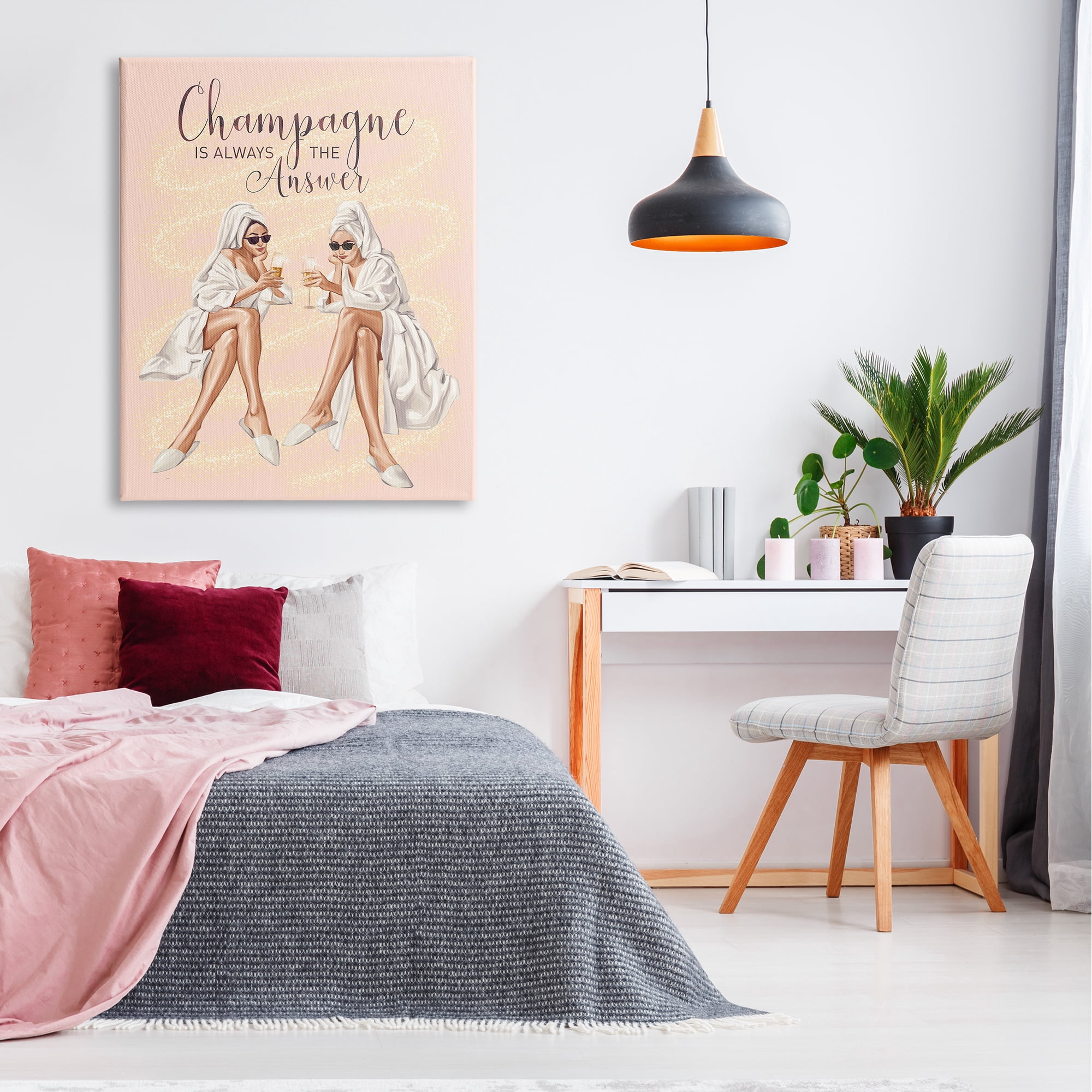 Stupell Industries Champagne Typography Quote Pink Glam Robes Cheers Canvas Wall Art, 36 x 48, Design by Ziwei Li