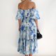 thumbnail image 4 of Vestido Básico Vestido básico con estampado floral Vestido sin espalda para mujer Vestido casual Traje de playa (Azul XL) Cgtredaw Para estrenar, 4 of 6