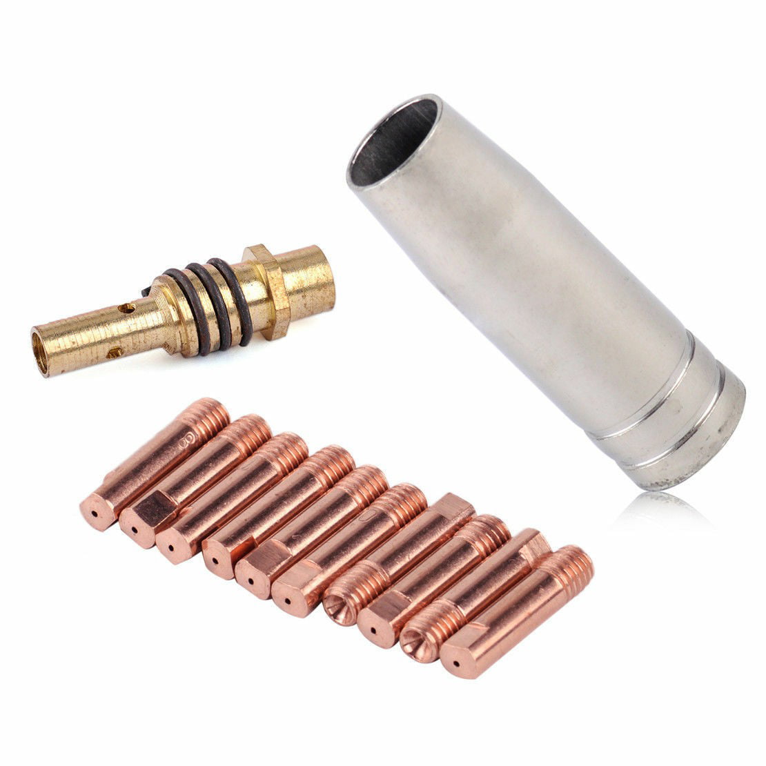 12pcs MB 15AK MIG/MAG Welding Torch Contact Tip 0.8 x 25mm M6 Gas Nozzle Shroud Holder Kit 