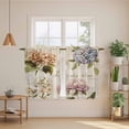 thumbnail image 3 of Spring Hydrangea Floral Tier Curtains, Vintage Botanical Flowers Light Filtering Kitchen Curtains, 2Pcs Rod Pocket Half Window Treatments Panels for Sink Cafe Cabinet Basement 27.5x45 Inches, 3 of 9