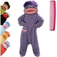 thumbnail image 7 of CeleBoo Funny Big Mouth Monster Onesie Pajamas with Large Comb – Oversized Plush Fleece Hooded One Piece for Sleep & Party, 7 of 7