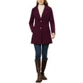 thumbnail image 2 of INSPIRE CHIC Women's Shawl Collar Single Breasted Mid-Thigh Winter Overcoat M Purplish Red, 2 of 7