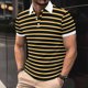 thumbnail image 2 of Mens Manga Corta Botón Abajo Camisas Patchwork Fallow Patrón Cuello Redondo Deportes Top para Diario, 2 of 9