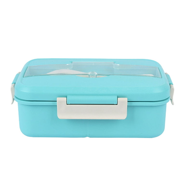 1set 800ml Three Compartment Plastic Lunch Box With Bag And