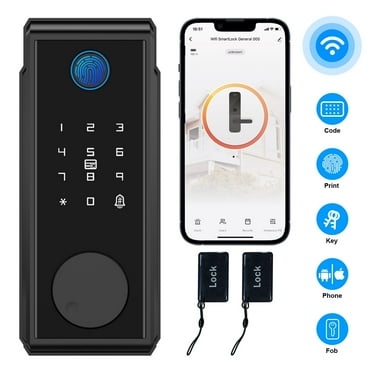 TOPVISION Digital Wireless Door Lock with Fingerprint and Alarm, Keyless Entry Deadlock, Passwords